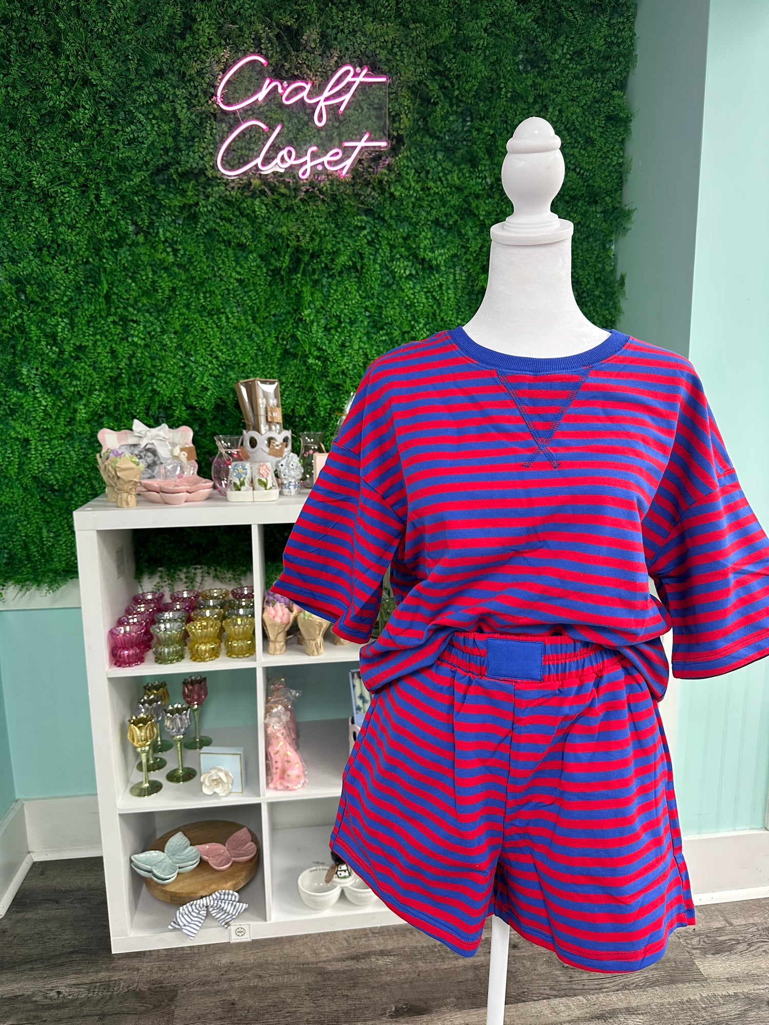 Barefoot Ladies Blue Striped Short Set