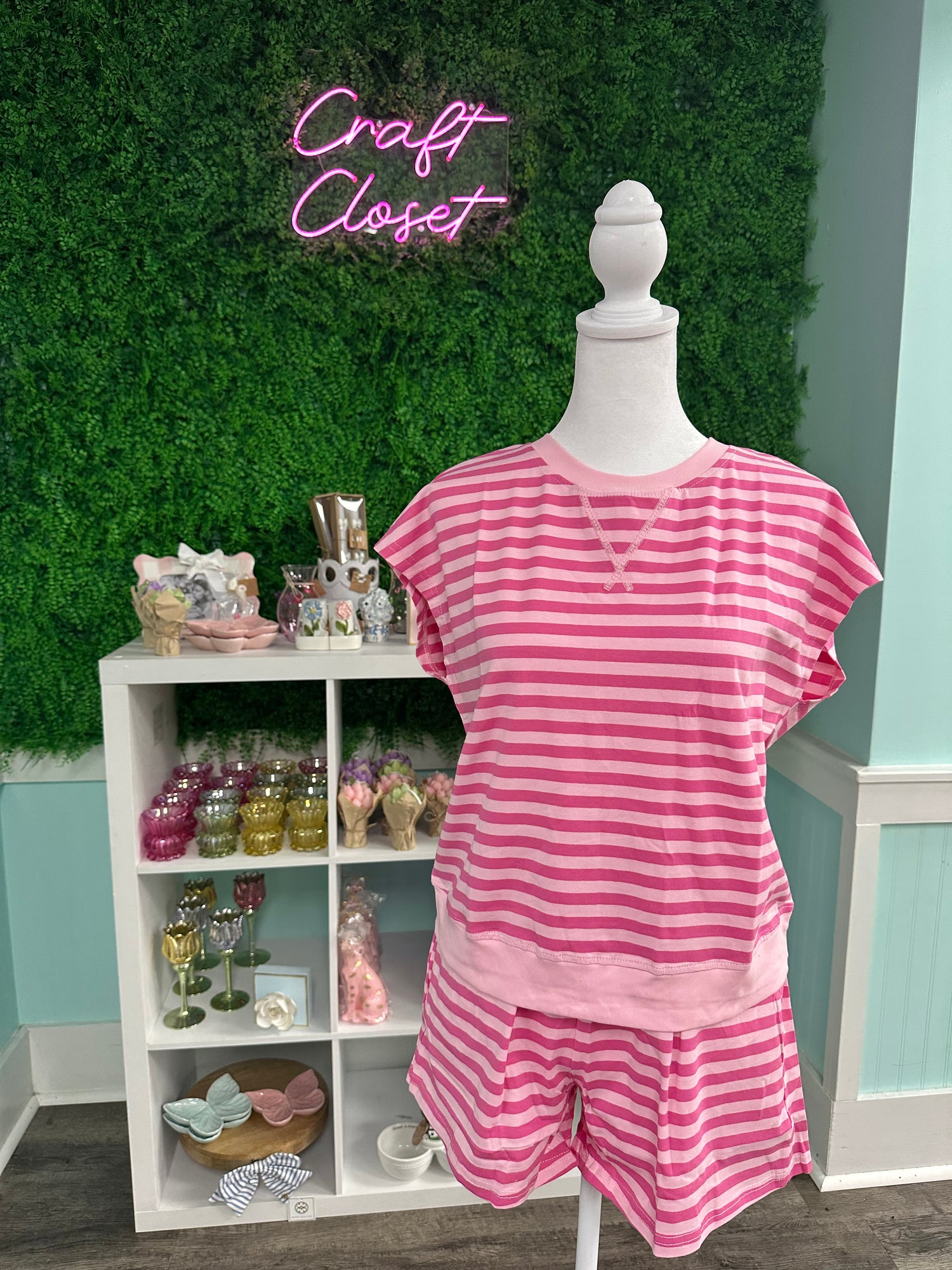 Barefoot Ladies Pink Striped Short Set