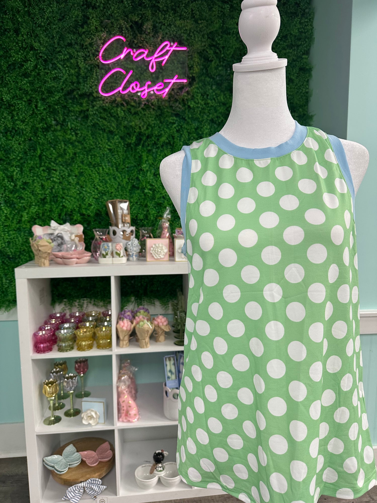 Barefoot Ladies Mint Polka Dot Tank