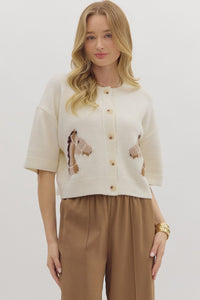 ENTRO Horse Sweater Top In Cream
