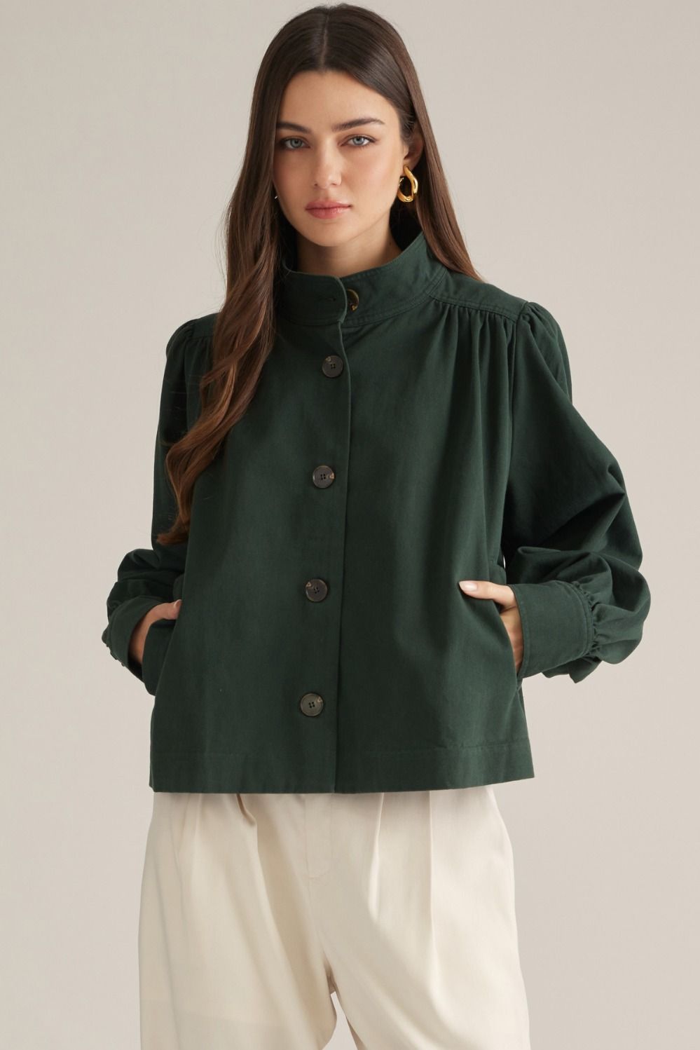 ENTRO Jacket With Stand Collar In Forest