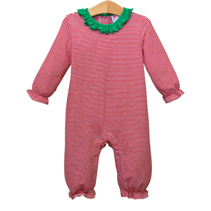 Jellybean by Smock Candy- Emily Romper- Red Stripe & Green