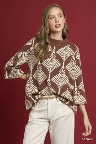 UMGEE Abstract Print Pullover Sweater In Brown *COMING SOON*
