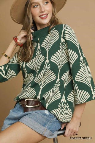 UMGEE Abstract Print Pullover Sweater In Forest *COMING SOON*
