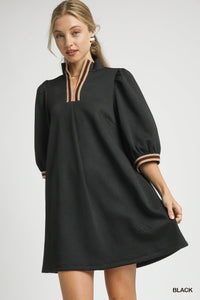 UMGEE High Neck Jacquard Mini Dress In Black