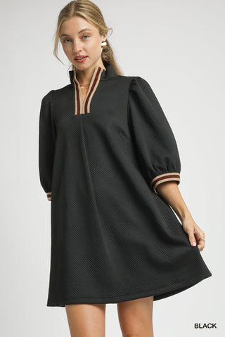 UMGEE High Neck Jacquard Mini Dress In Black