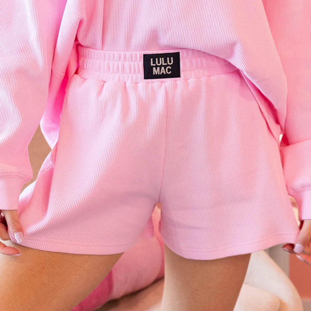 Lulu Mac Waffle Knit Shorts In Light Pink