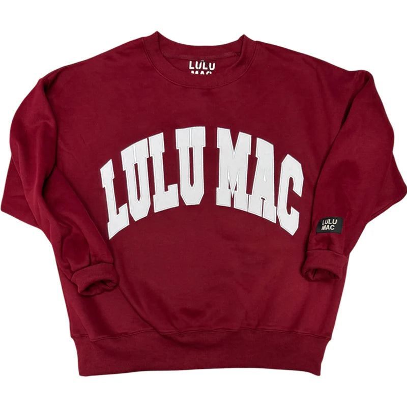 Lulu Mac Sweatshirt In Maroon With White Stitch *COMING SOON*