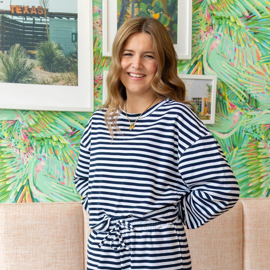 Lulu Mac Knit Long Sleeve Top In Navy Stripe