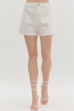 ENTRO Solid High Waist Patch Pocket Shorts In Ecru  *COMING SOON*