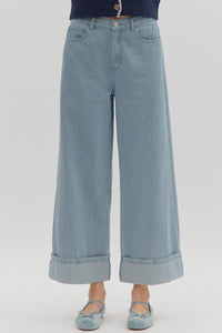 Entro Cuff Band Striped Light Blue Denim *COMING SOON*
