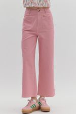 ENTRO High Waist Button Fly Front In Pink