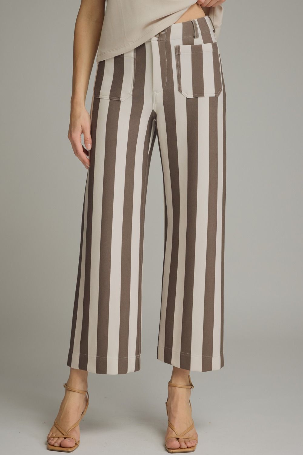 ENTRO Striped Pant In Brown