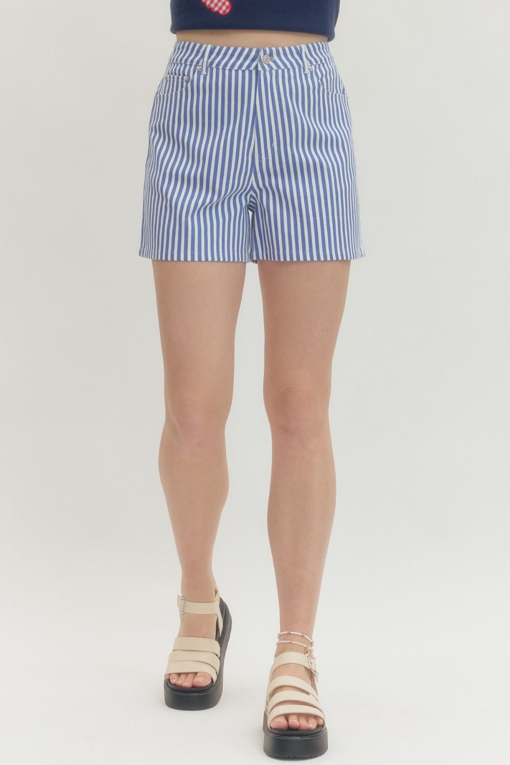 Entro Striped Shorts In Blue
