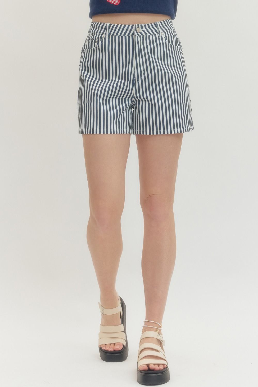 Entro Striped Shorts In Navy