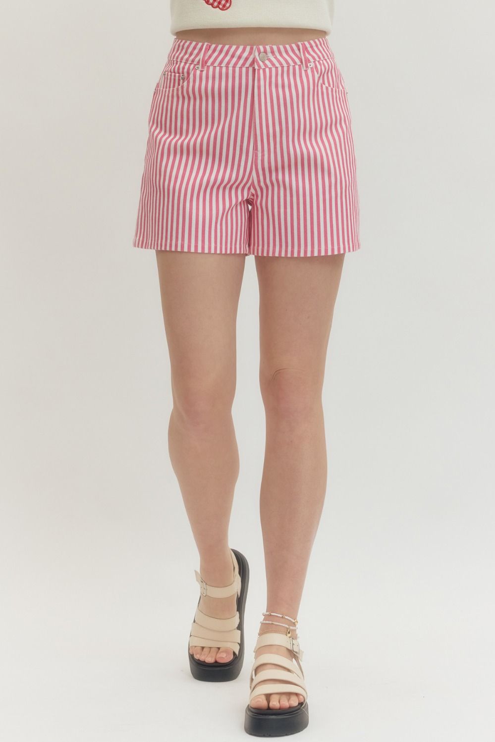 Entro Striped Shorts In Pink