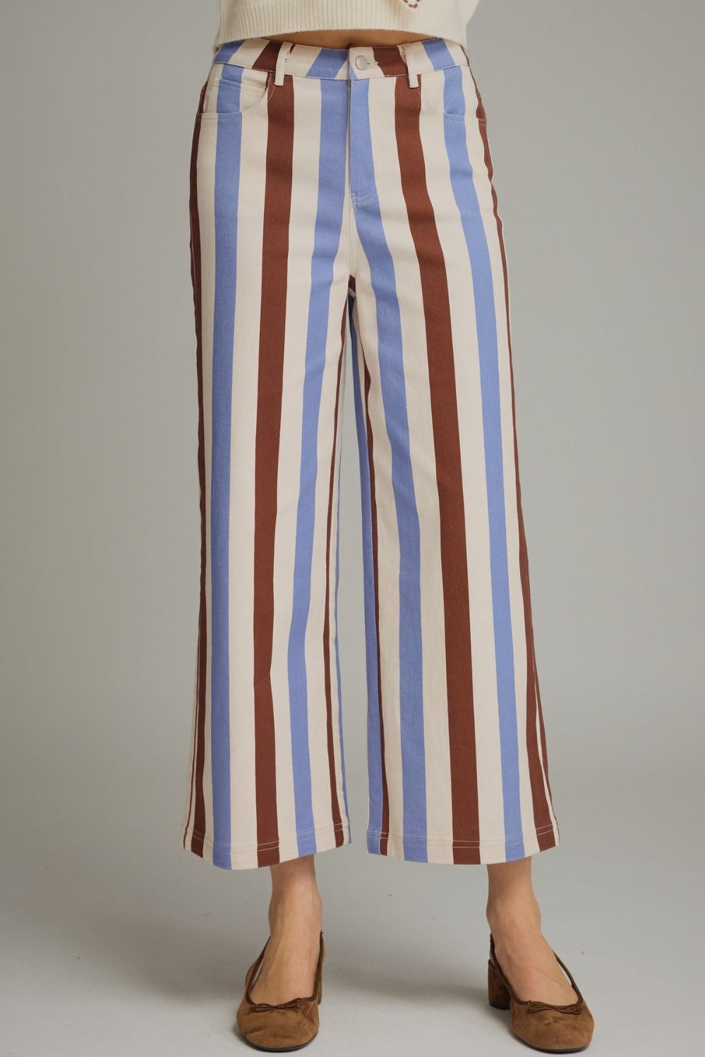 ENTRO Striped Pants In Brown Combo *COMING SOON*