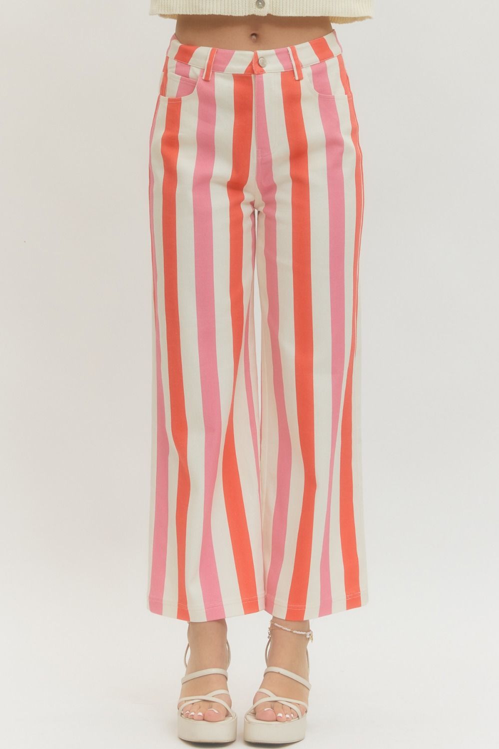 ENTRO Striped Pants In Pink Multi *COMING SOON*