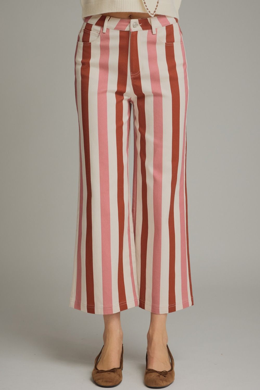ENTRO Striped Pants In Rust Combo *COMING SOON*