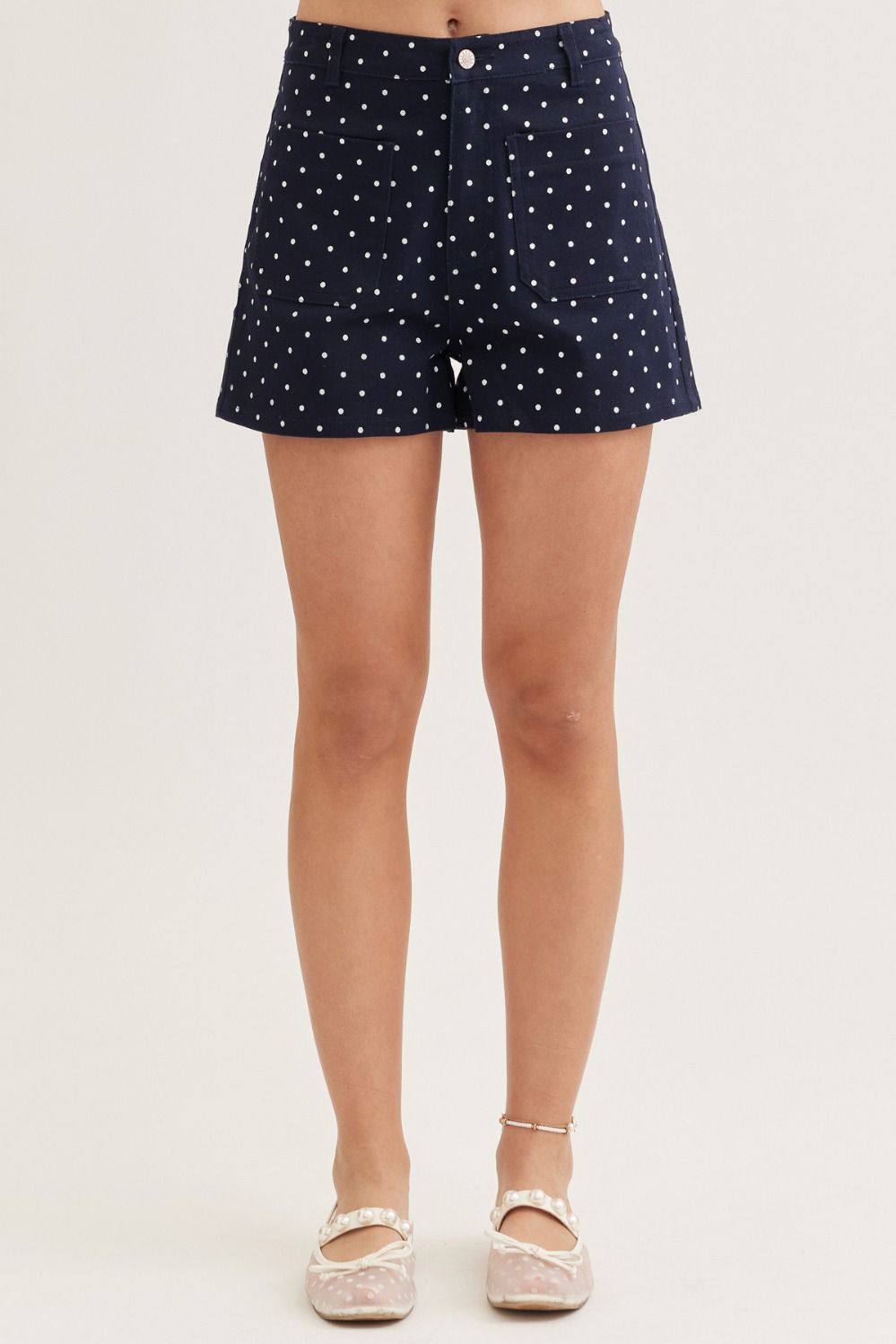 ENTRO Polka Dot Shorts In Navy