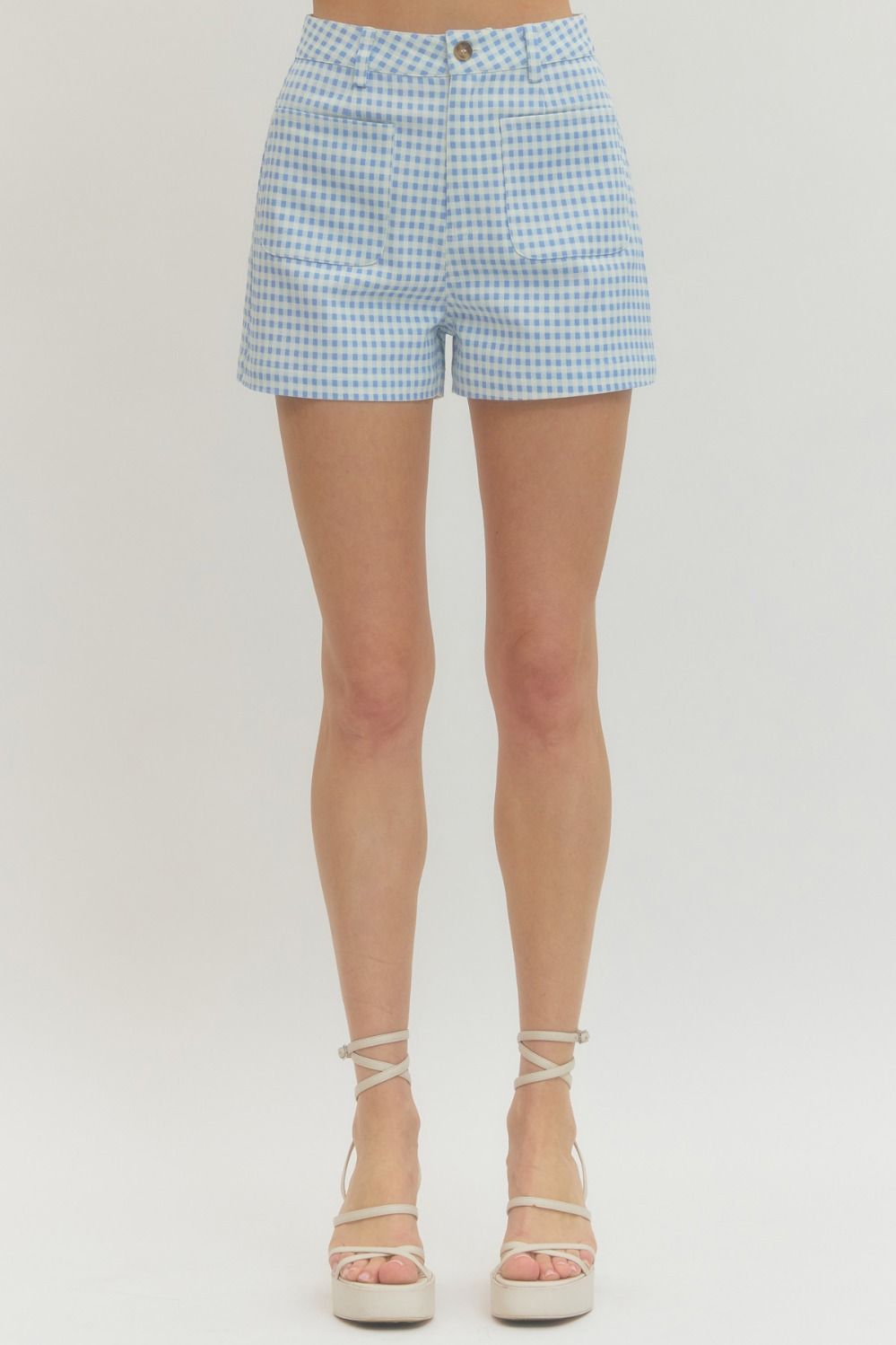 ENTRO Blue Gingham Shorts