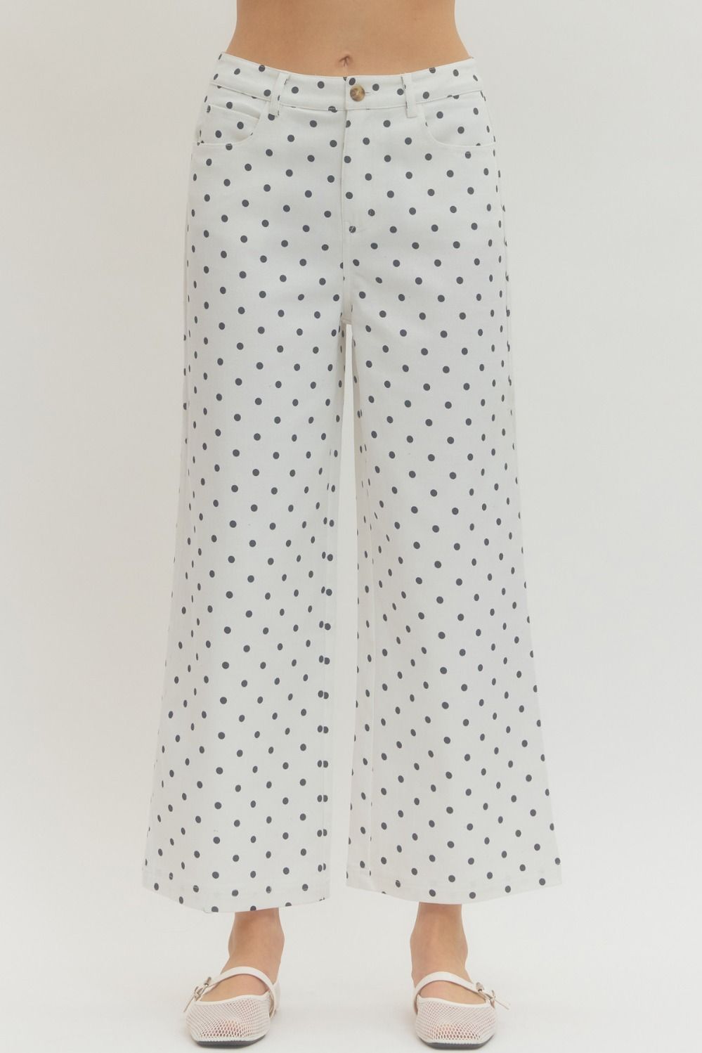 ENTRO Polka Dot Pant In Off White
