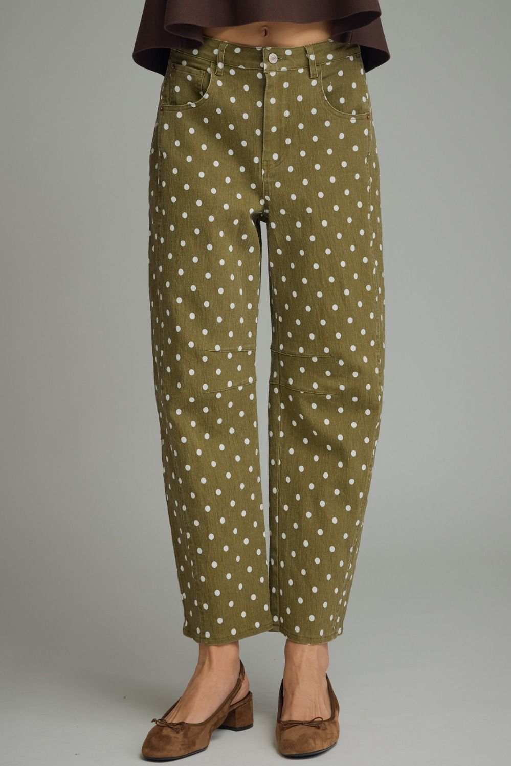 ENTRO Polka Dot Pant In Olive
