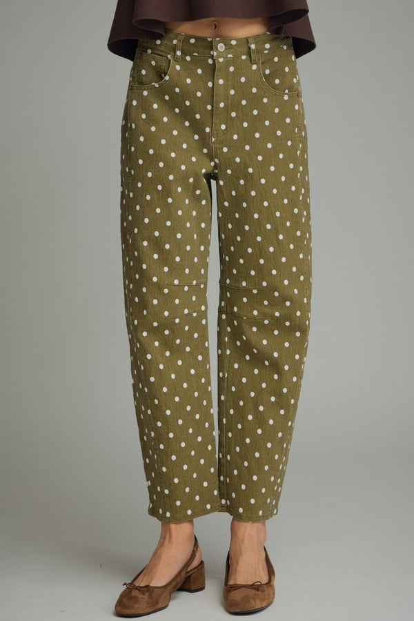 ENTRO Polka Dot Pant In Olive
