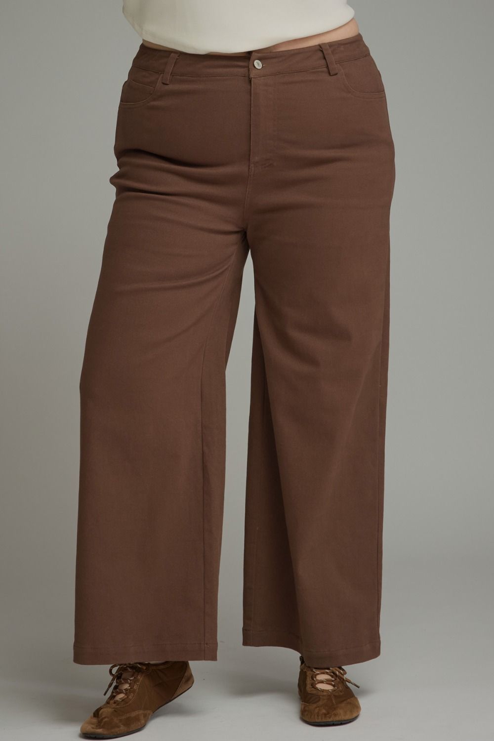 ENTRO Solid Cropped Pant In Brown PLUS Sizes *COMING SOON*
