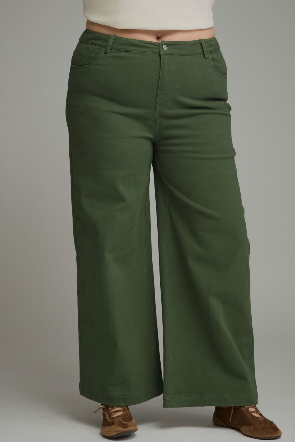 ENTRO Solid Cropped Pant In Forest PLUS Sizes *COMING SOON*
