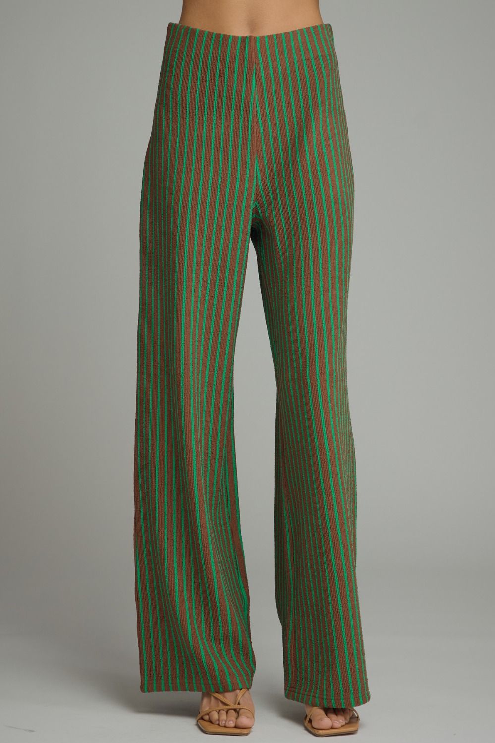 ENTRO Striped Pants In Brown