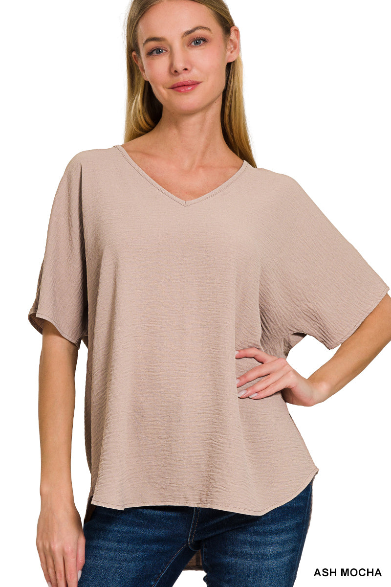 Zenana Airflow V Neck Short Sleeve Tee - 9th Anniversary Deal *FINAL SALE*
