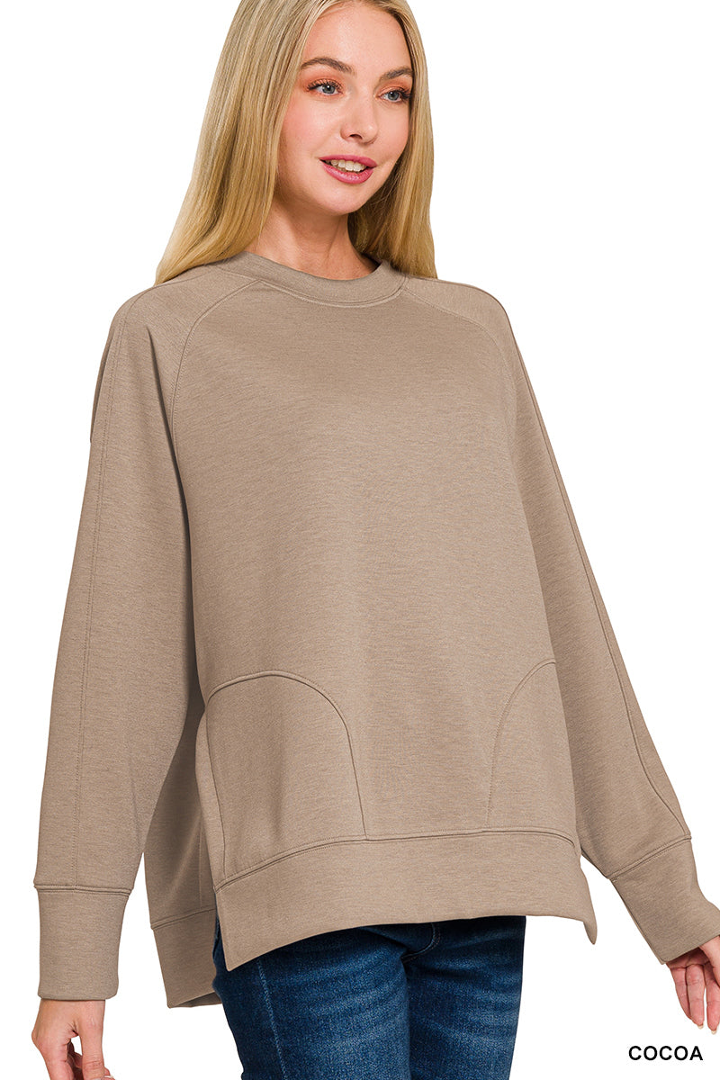 Zenana Scuba Round Neck Pullover 4057