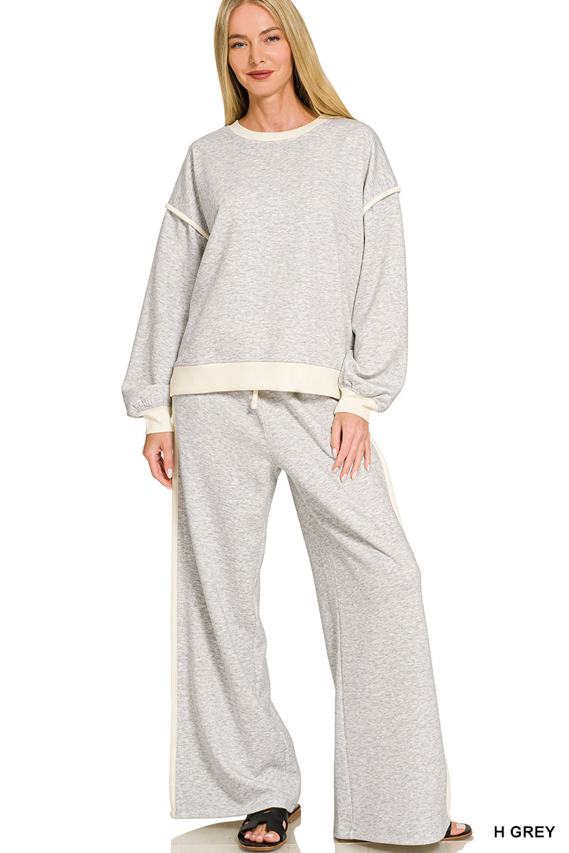 Zenana Scuba Contrast Trim Pant Set *COMING SOON*