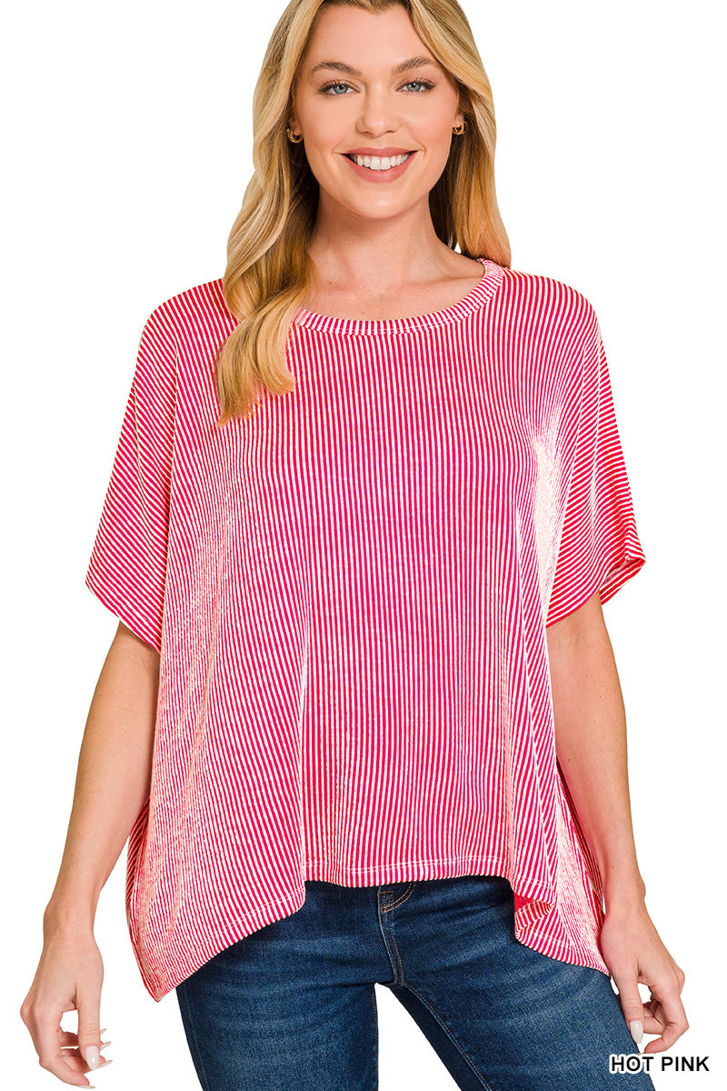 Zenana Ribbed Oversized Short Sleeve Tee - 9th Anniversary Deal *FINAL SALE*
