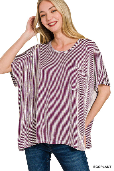 Zenana Ribbed Oversize Pullover Top