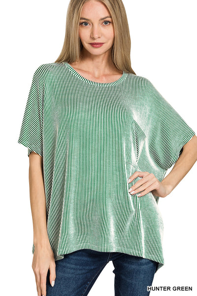 Zenana Ribbed Oversize Pullover Top