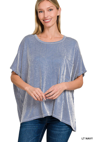 Zenana Ribbed Oversize Pullover Top