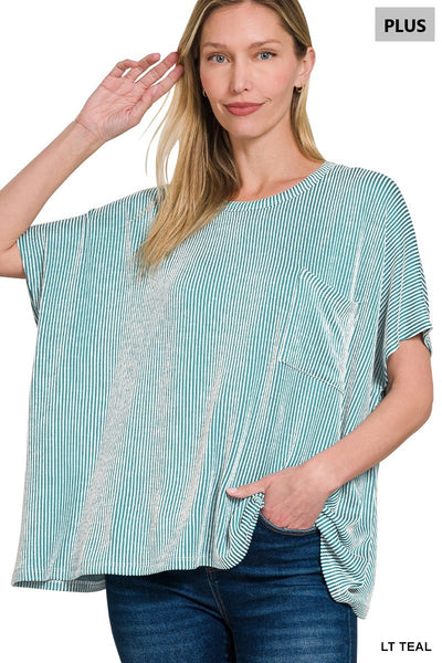 Zenana Ribbed Oversize Pullover Top