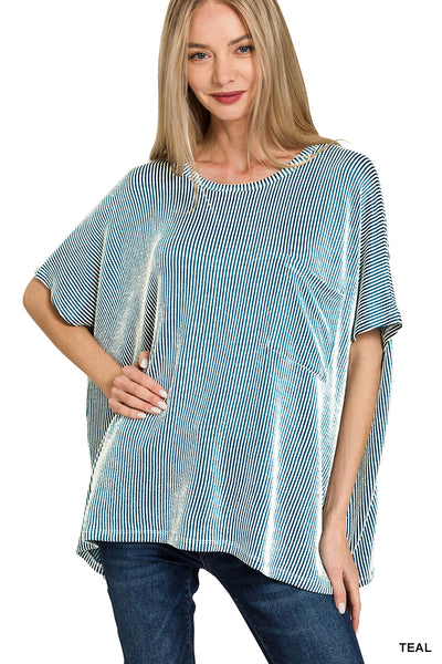 Zenana Ribbed Oversize Pullover Top