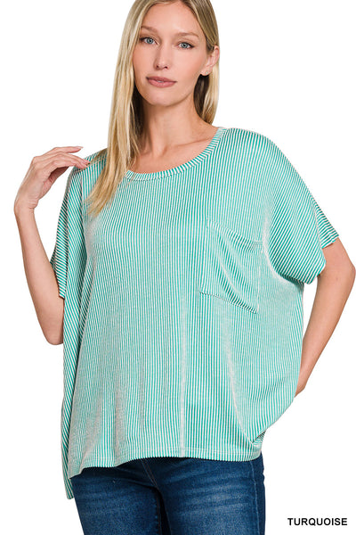 Zenana Ribbed Oversize Pullover Top