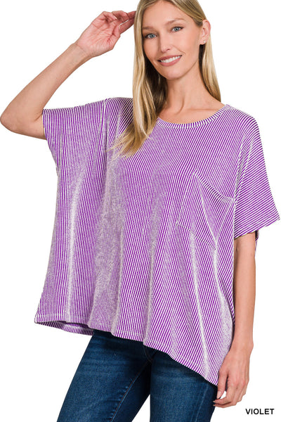 Zenana Ribbed Oversize Pullover Top