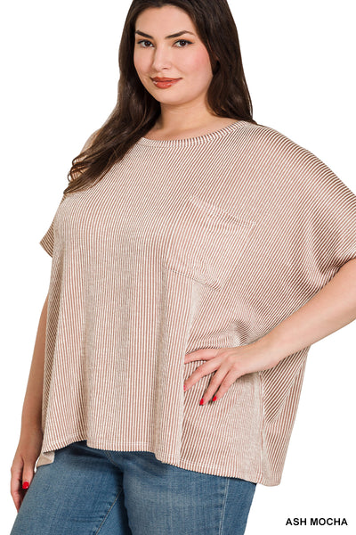 Zenana Ribbed Oversize Pullover Top