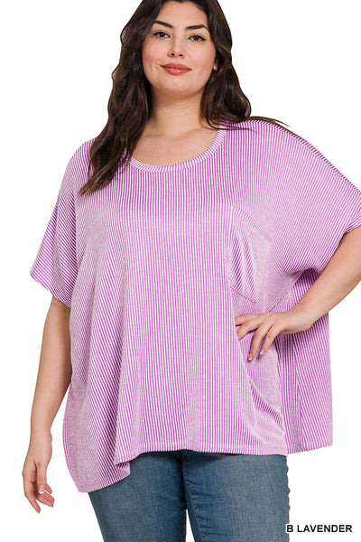 Zenana Ribbed Oversize Pullover Top