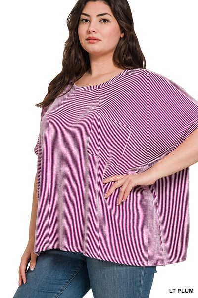 Zenana Ribbed Oversize Pullover Top