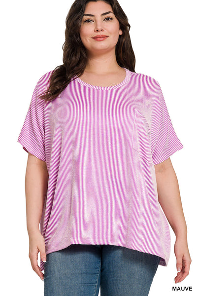 Zenana Ribbed Oversize Pullover Top