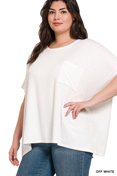 Zenana Ribbed Oversize Pullover Top