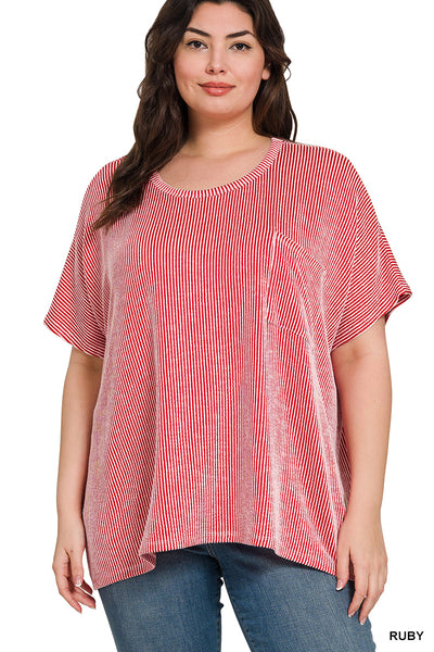 Zenana Ribbed Oversize Pullover Top