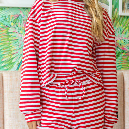 Lulu Mac Knit Long Sleeve Top In Red Stripe