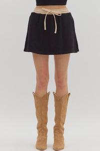 ENTRO Solid Knit Pull On Skort In Black